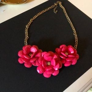Pink Flowers Statement Necklace
